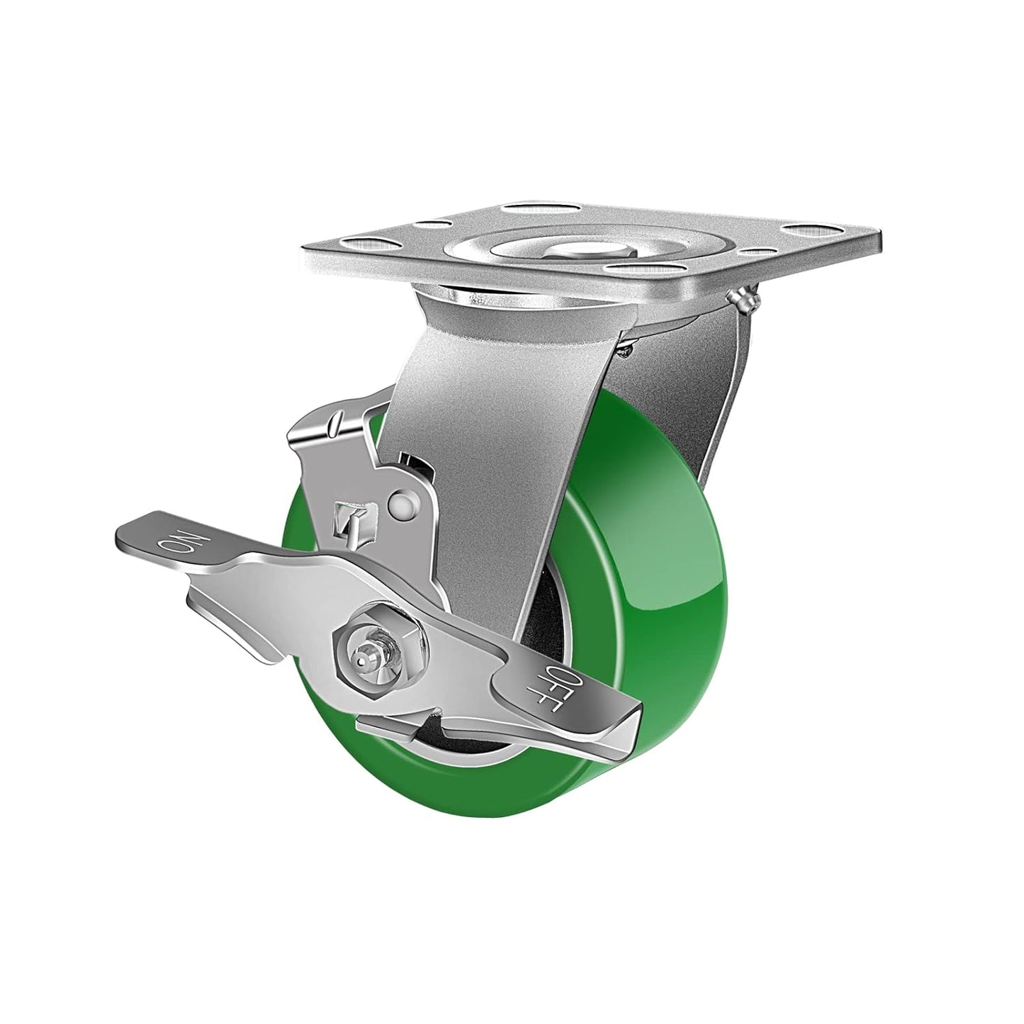 2" Wide Polyurethane on Aluminum Casters (Green)