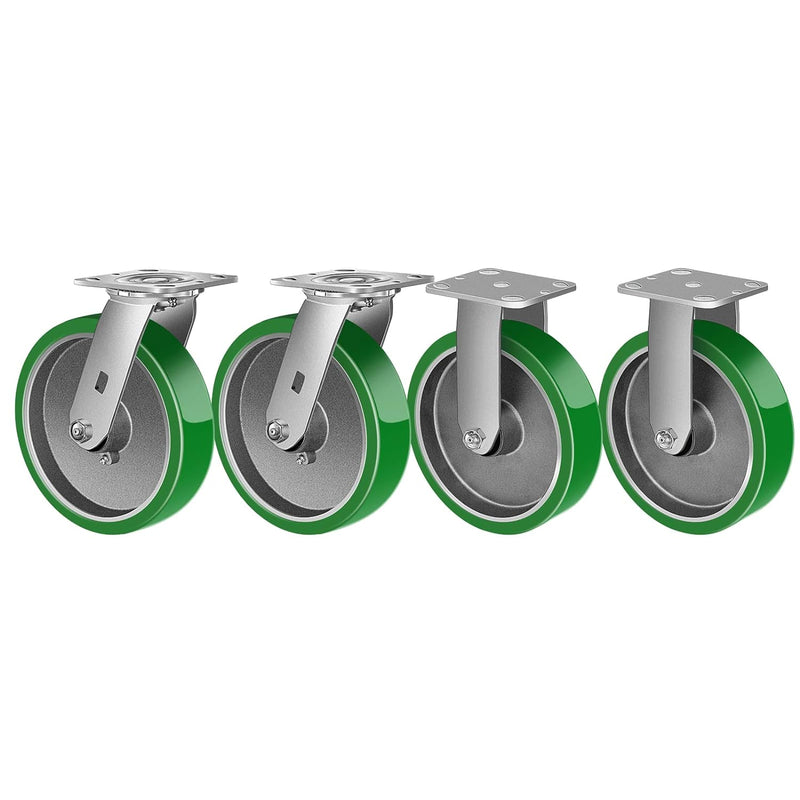 2" Wide Polyurethane on Aluminum Casters (Green)