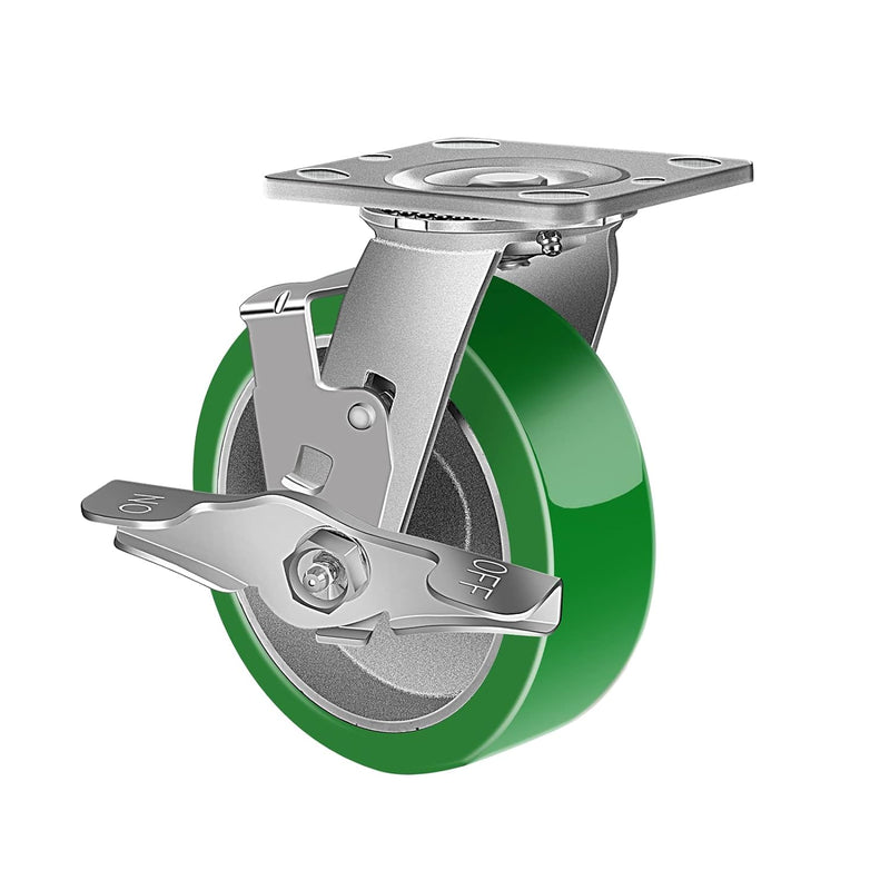 2" Wide Polyurethane on Aluminum Casters (Green)