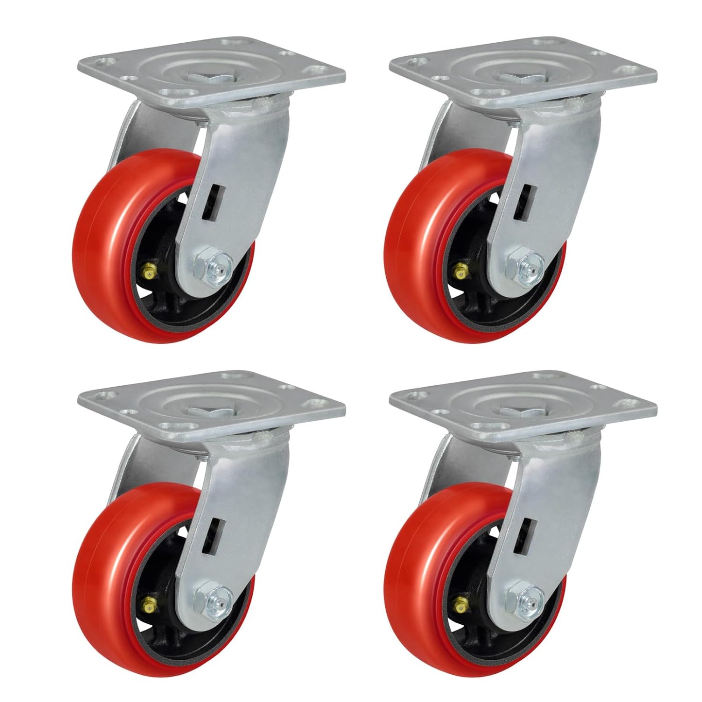 2" Wide Crowned Polyurethane on Steel Casters