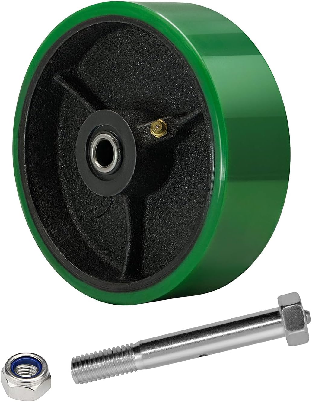 2" Wide Polyurethane on Cast Iron Wheel (Green)