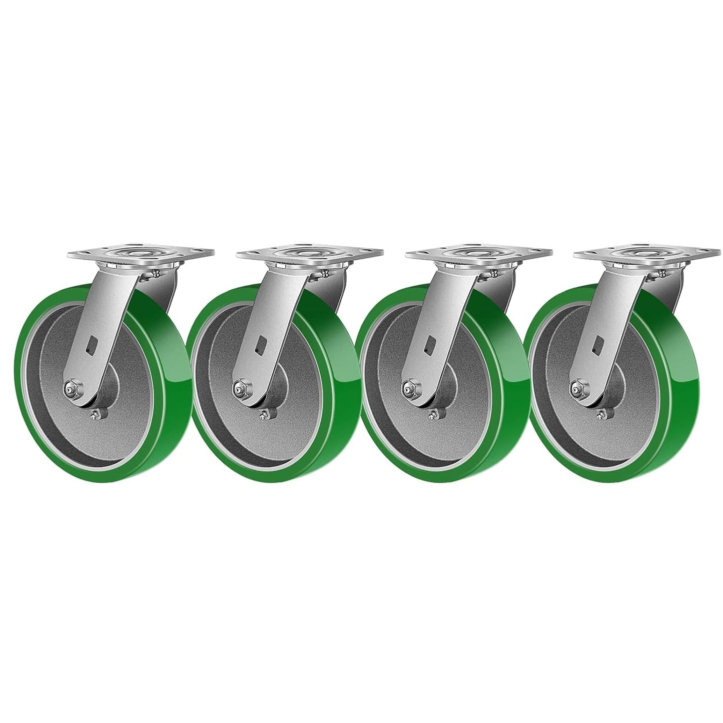2" Wide Polyurethane on Aluminum Casters (Green)