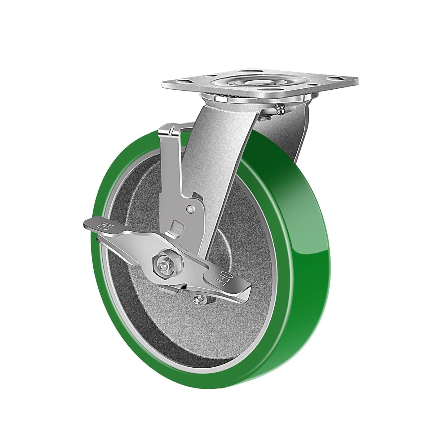2" Wide Polyurethane on Aluminum Casters (Green)