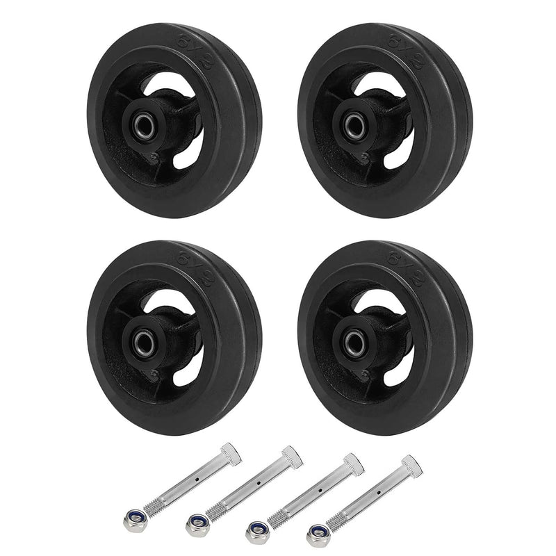 2" Wide Rubber Tread on Cast Iron Wheel