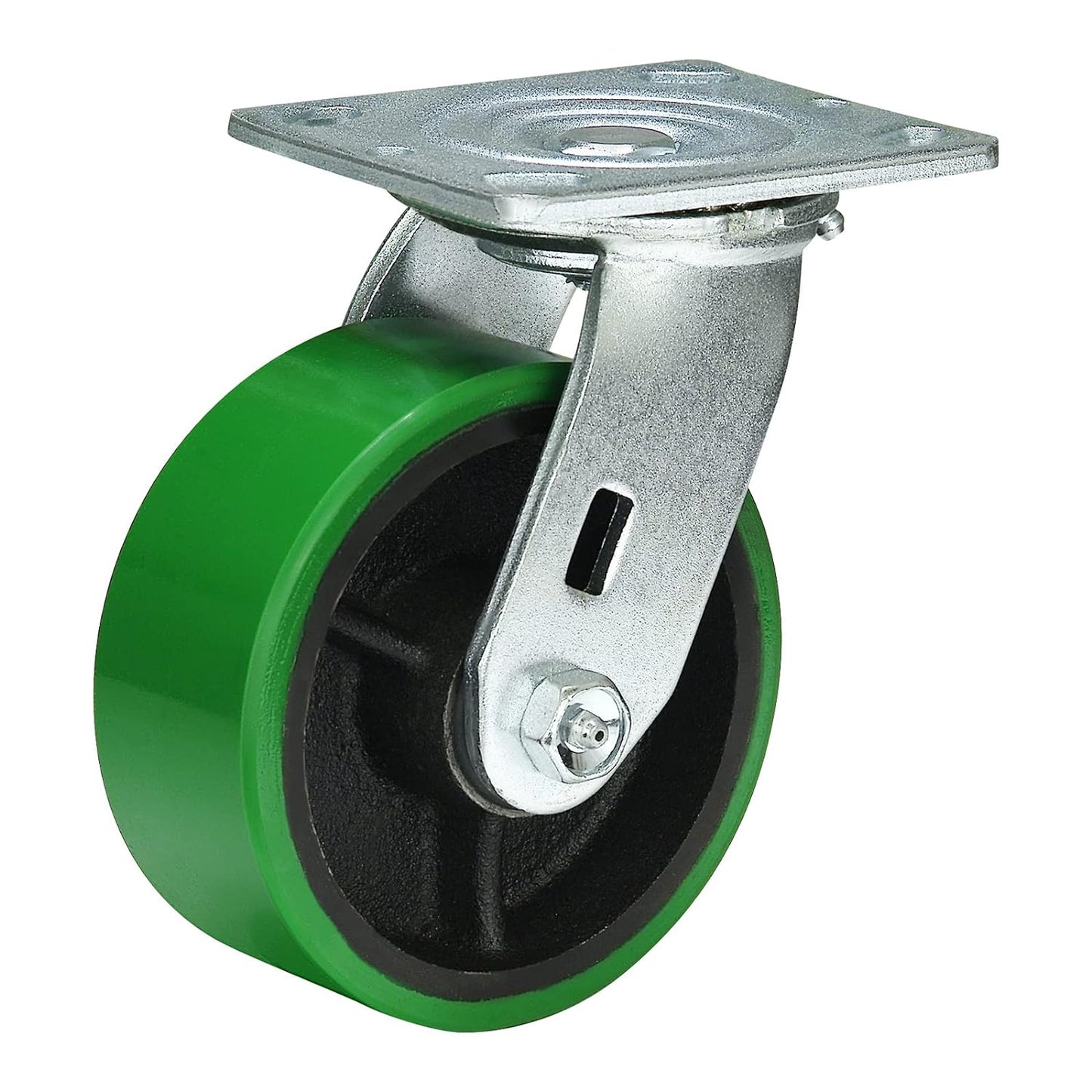 2" Wide Polyurethane on Cast Iron Casters Industrial Strength (Green)