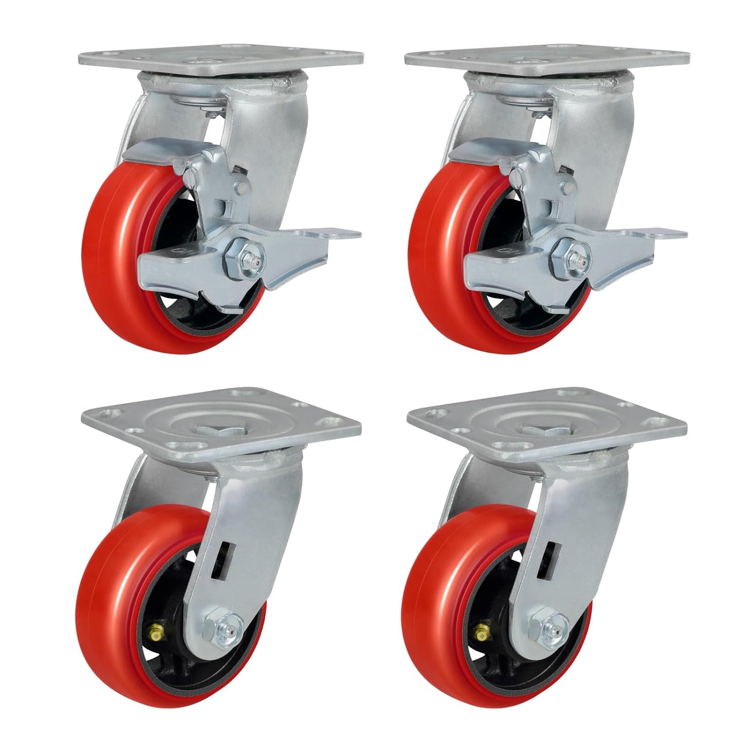 2" Wide Crowned Polyurethane on Steel Casters