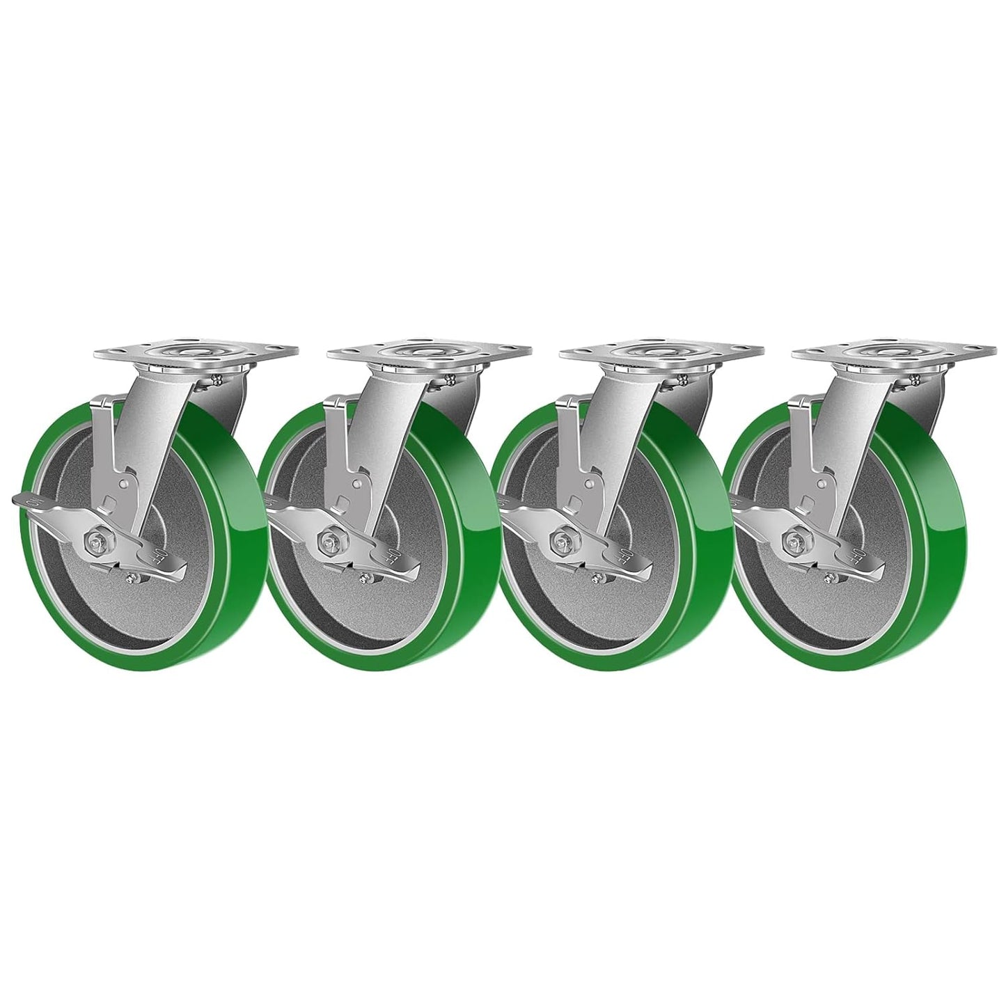 2" Wide Polyurethane on Aluminum Casters (Green)
