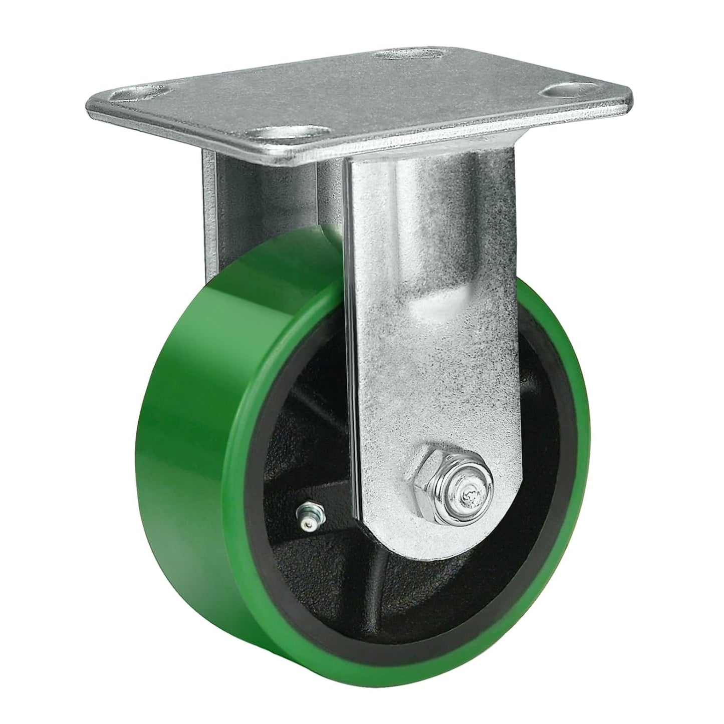 2" Wide Polyurethane on Cast Iron Casters Industrial Strength (Green)