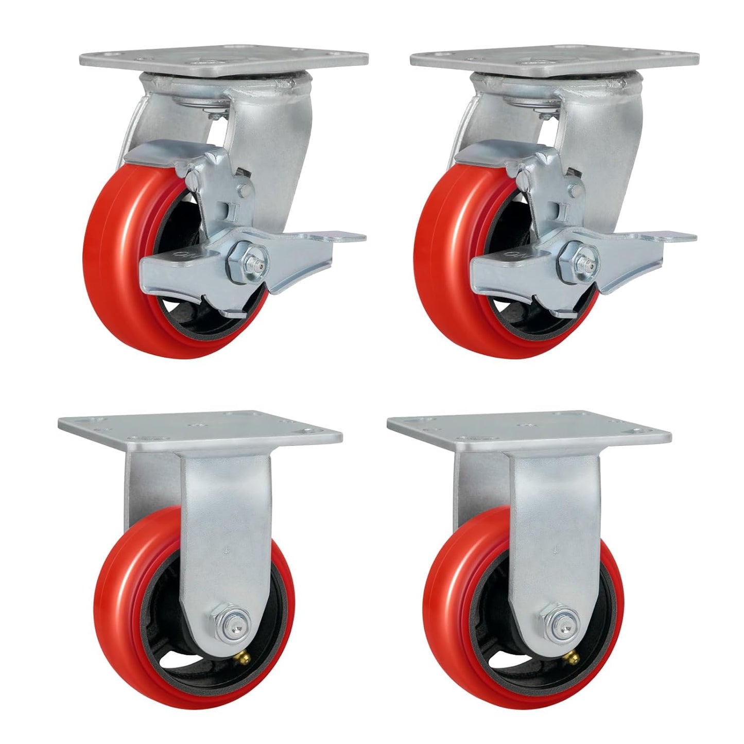 2" Wide Crowned Polyurethane on Steel Casters