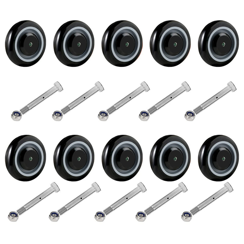 5" x 1-1/4" Polyurethane Shopping Cart Wheels (Black)
