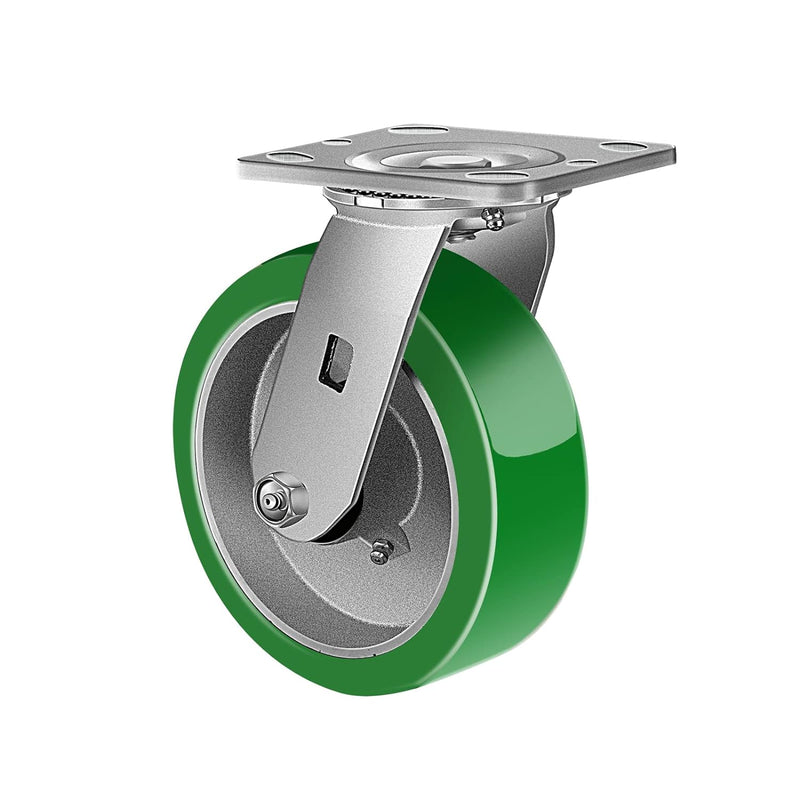 2" Wide Polyurethane on Aluminum Casters (Green)