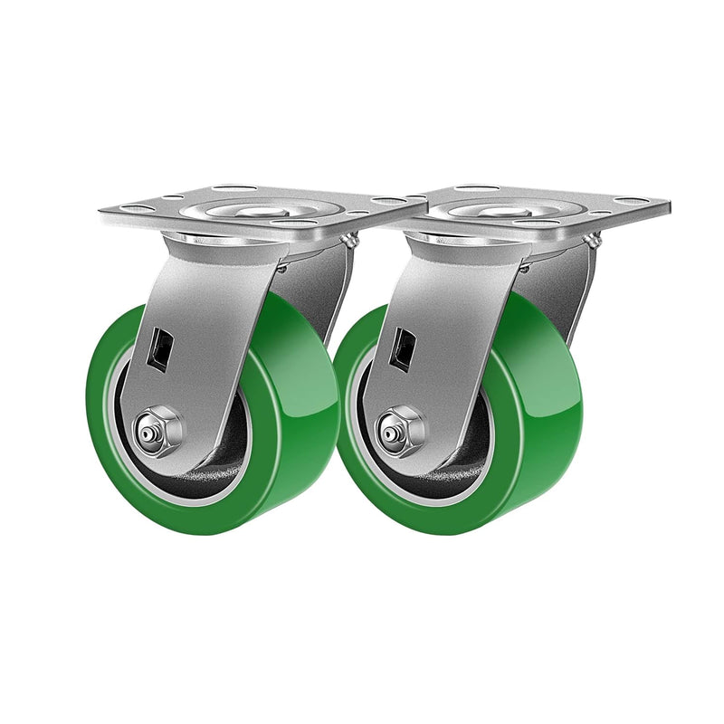 2" Wide Polyurethane on Aluminum Casters (Green)
