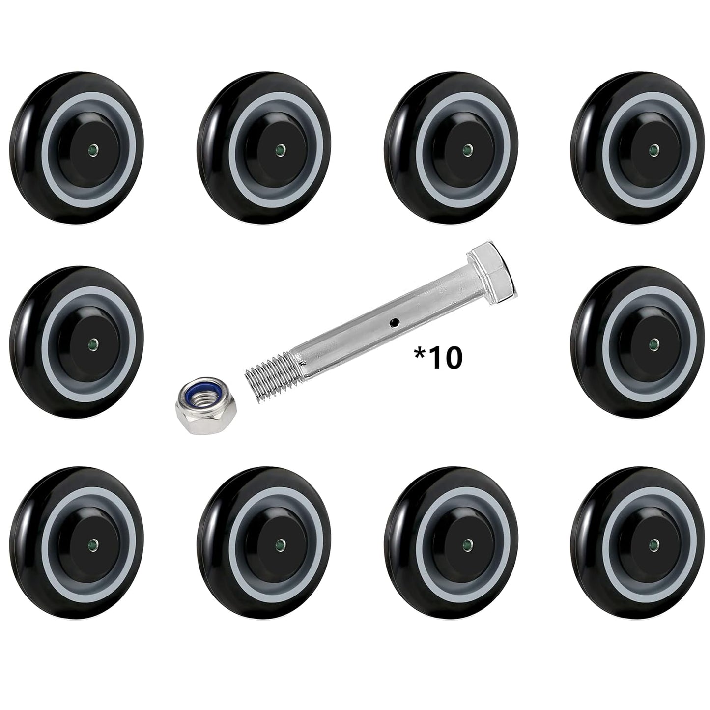 5" x 1-1/4" Polyurethane Shopping Cart Wheels (Black)