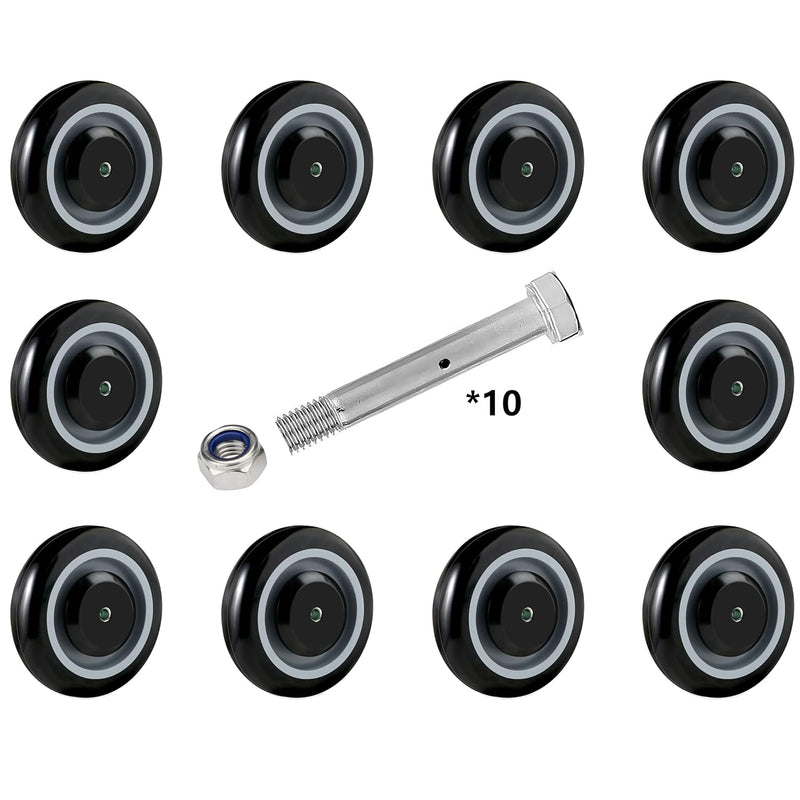 5" x 1-1/4" Polyurethane Shopping Cart Wheels (Black)
