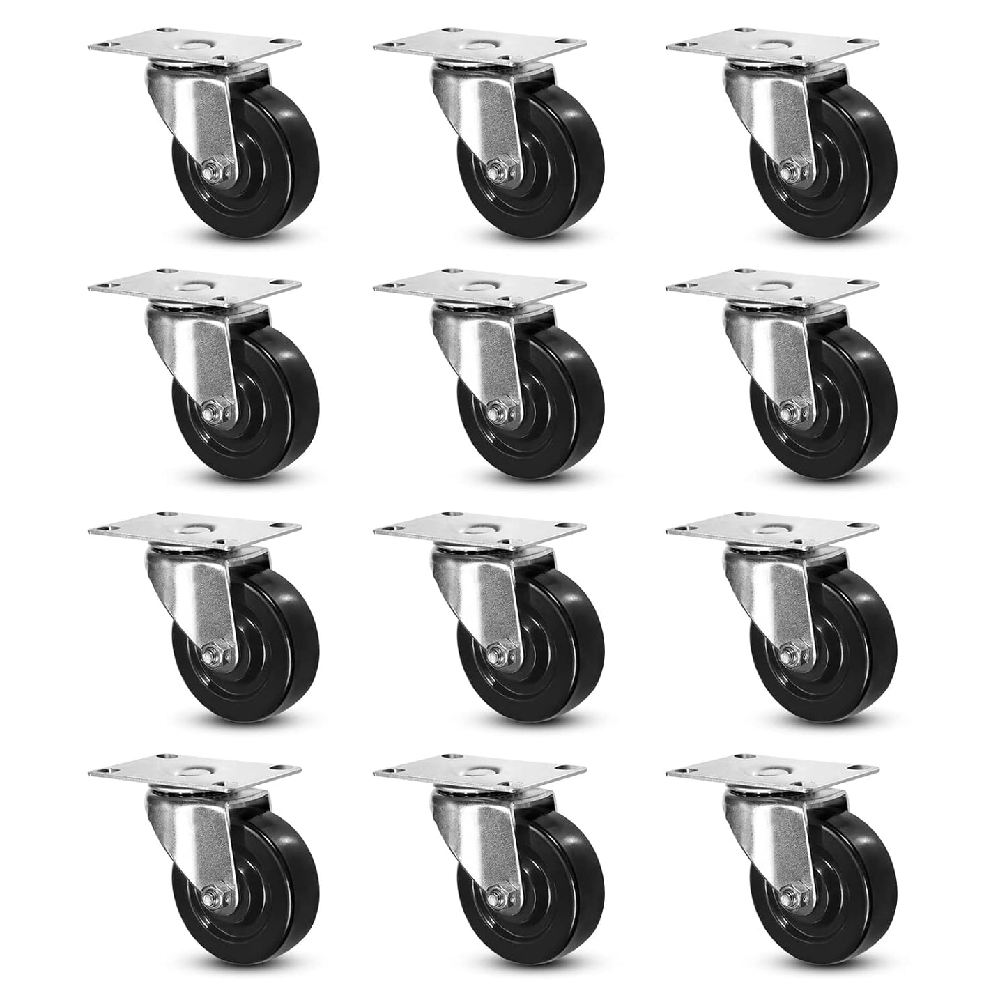 1-1/4" Wide Hard Rubber Casters