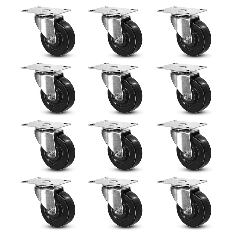 1-1/4" Wide Hard Rubber Casters