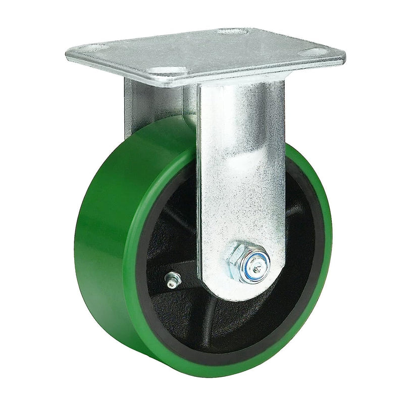 2" Wide Polyurethane on Cast Iron Casters Industrial Strength (Green)