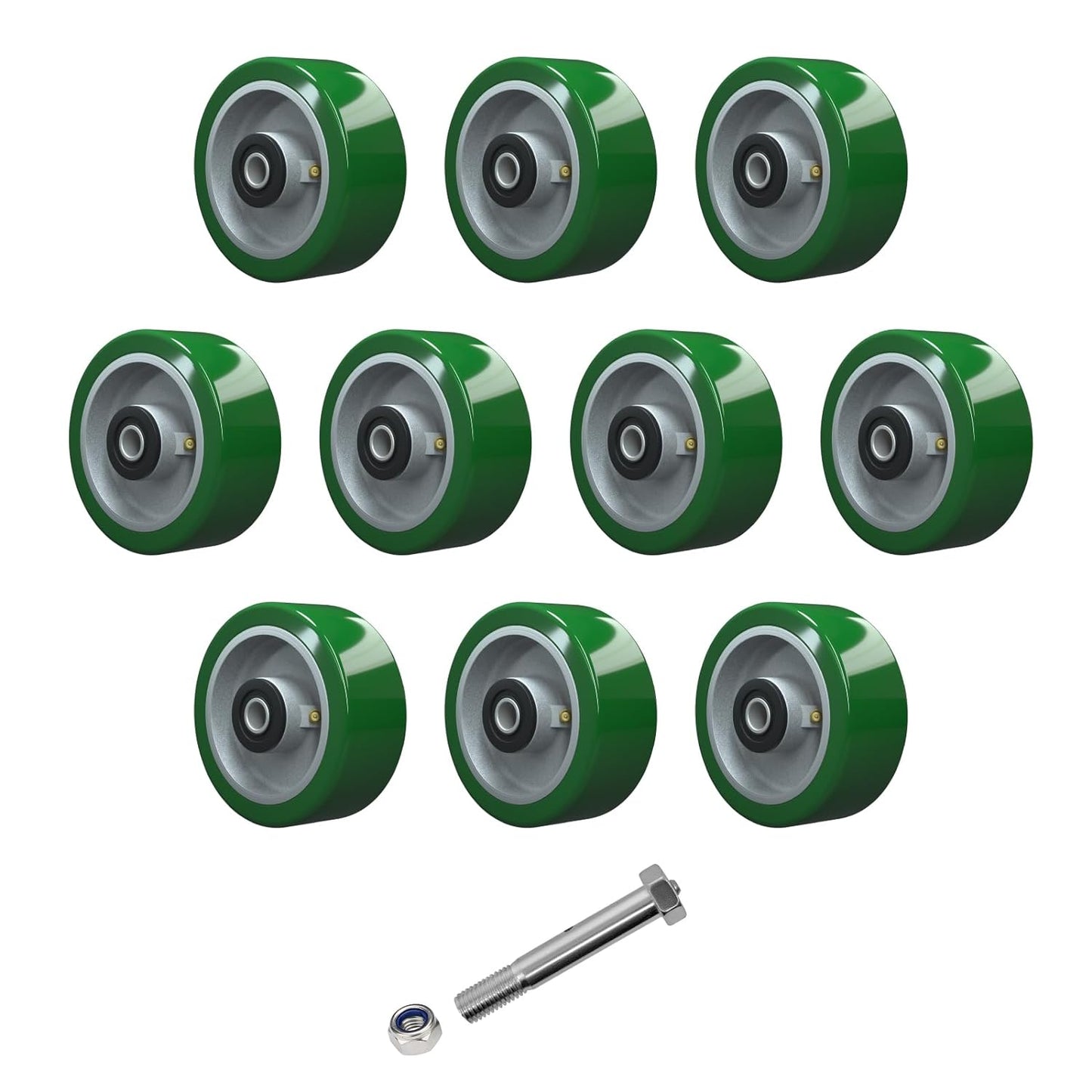 2" Wide Polyurethane on Aluminum Wheel (Green)