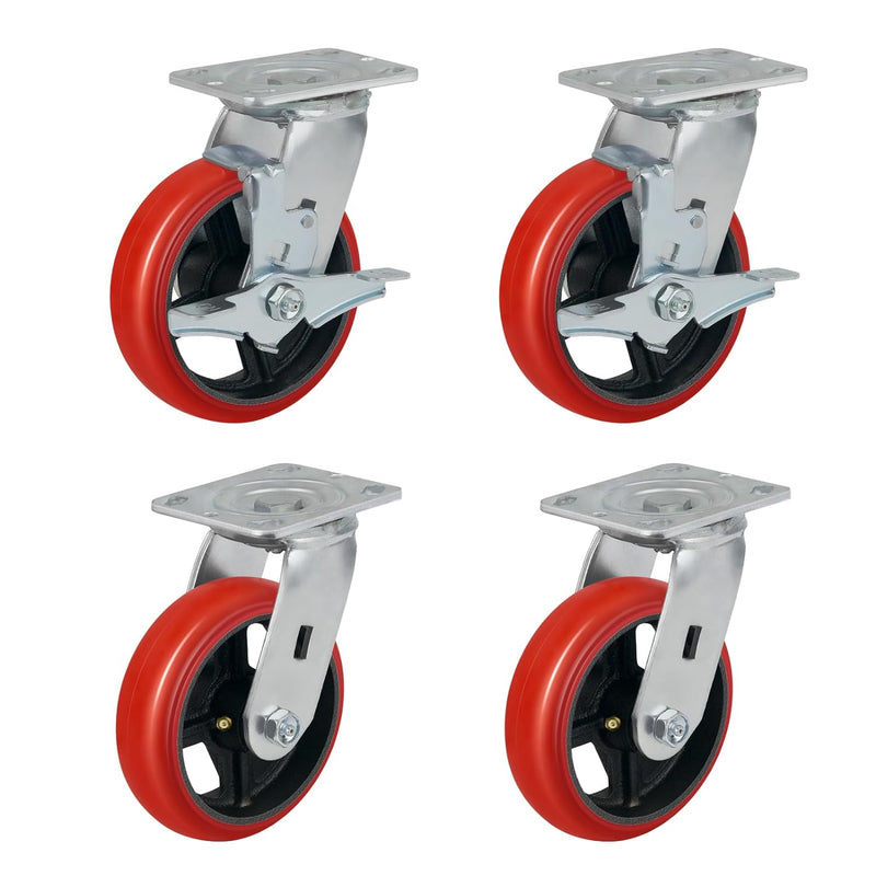 2" Wide Crowned Polyurethane on Steel Casters