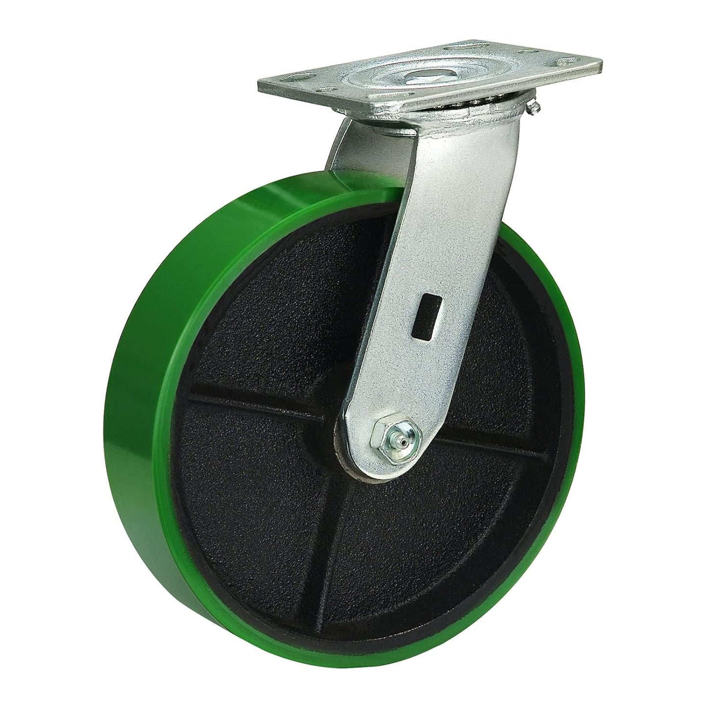 2" Wide Polyurethane on Cast Iron Casters Industrial Strength (Green)