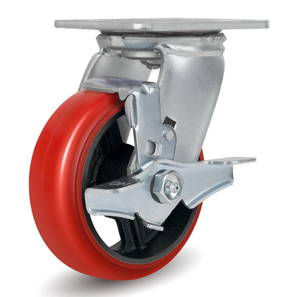 2" Wide Crowned Polyurethane on Steel Casters