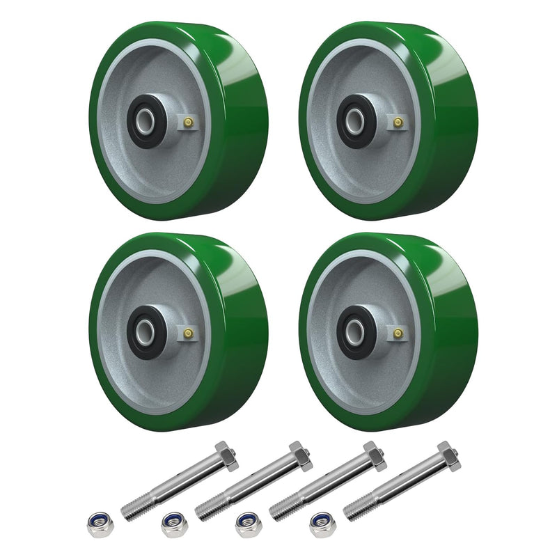 2" Wide Polyurethane on Aluminum Wheel (Green)
