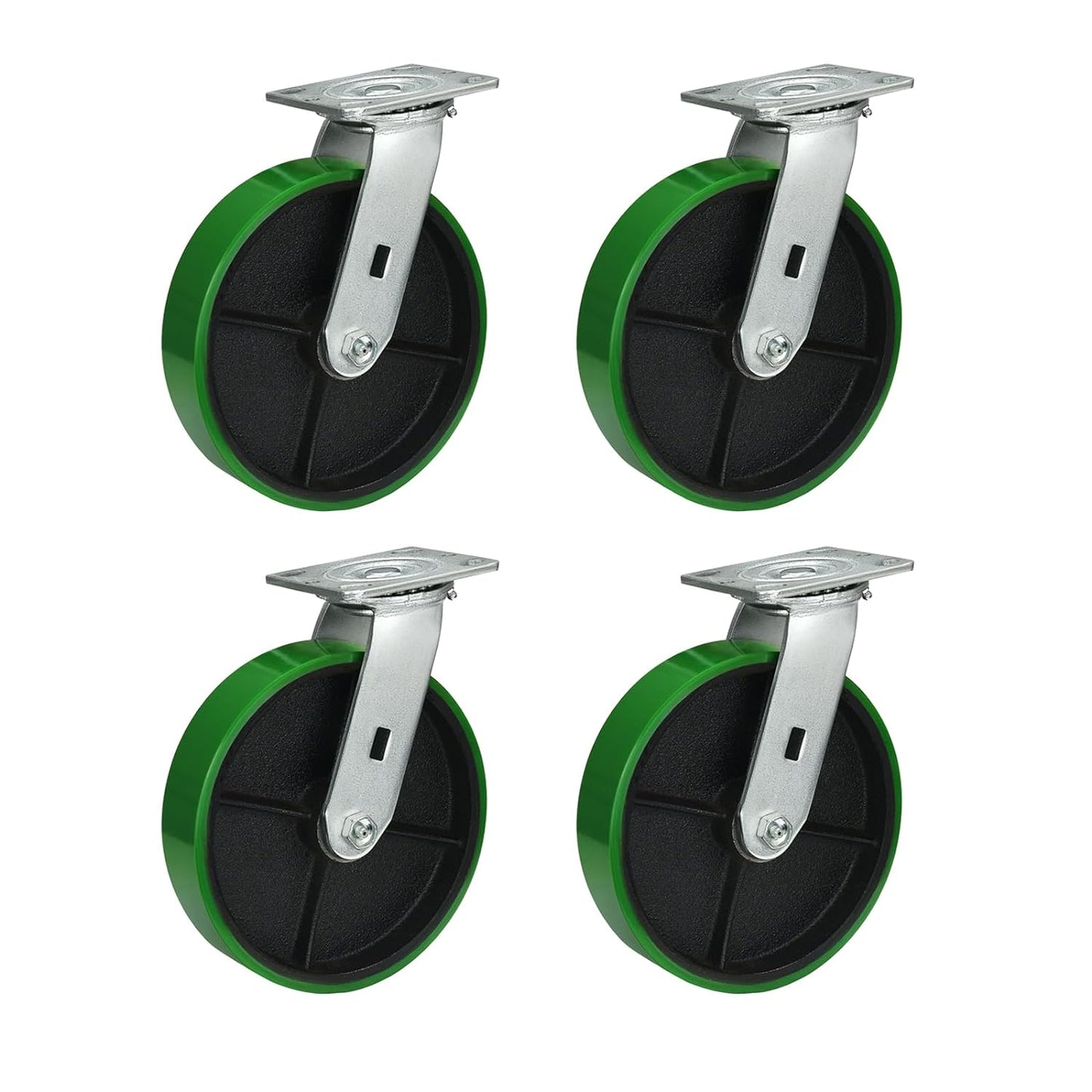 2" Wide Polyurethane on Cast Iron Casters Industrial Strength (Green)