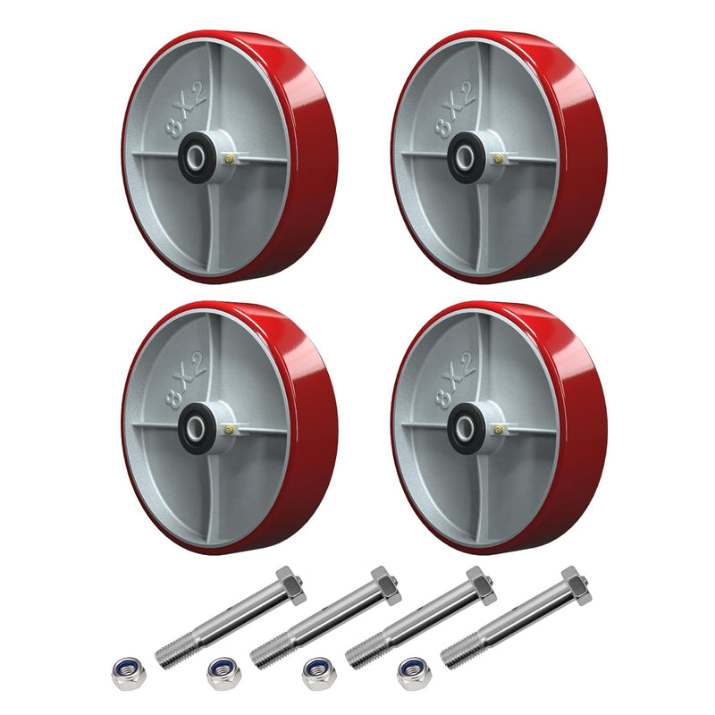 2" Wide Polyurethane on Cast Iron Wheel (Red)