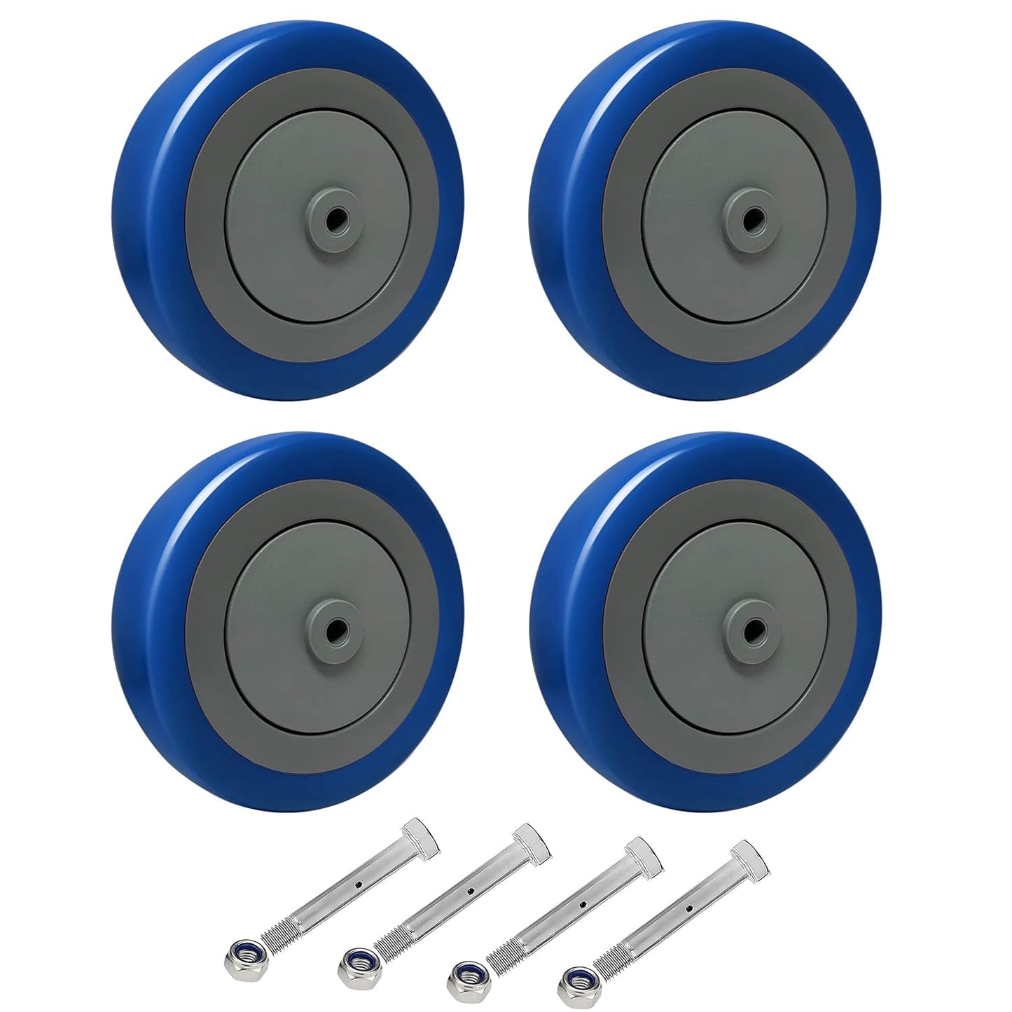 5"x 1-1/4" Polyurethane Shopping Cart Wheels (Blue/Red)