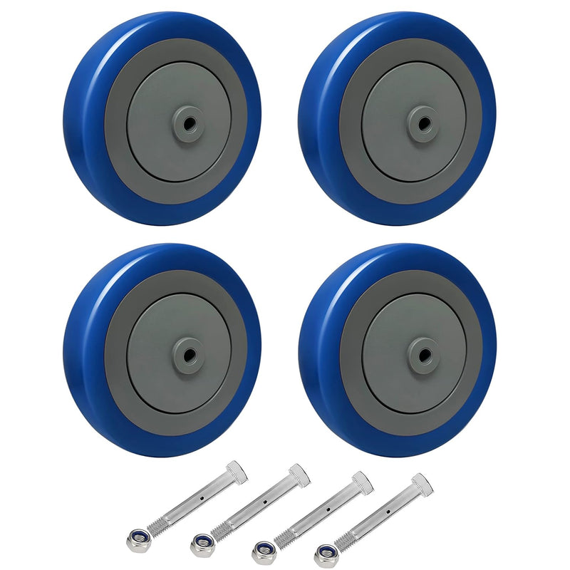 5"x 1-1/4" Polyurethane Shopping Cart Wheels (Blue/Red)