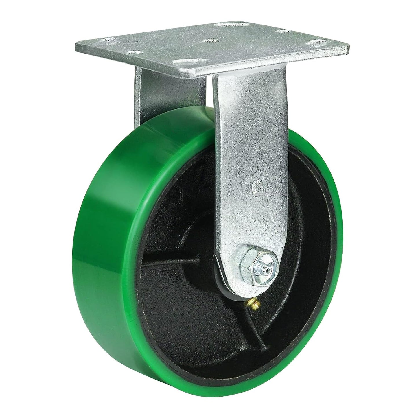 2" Wide Polyurethane on Cast Iron Casters Industrial Strength (Green)