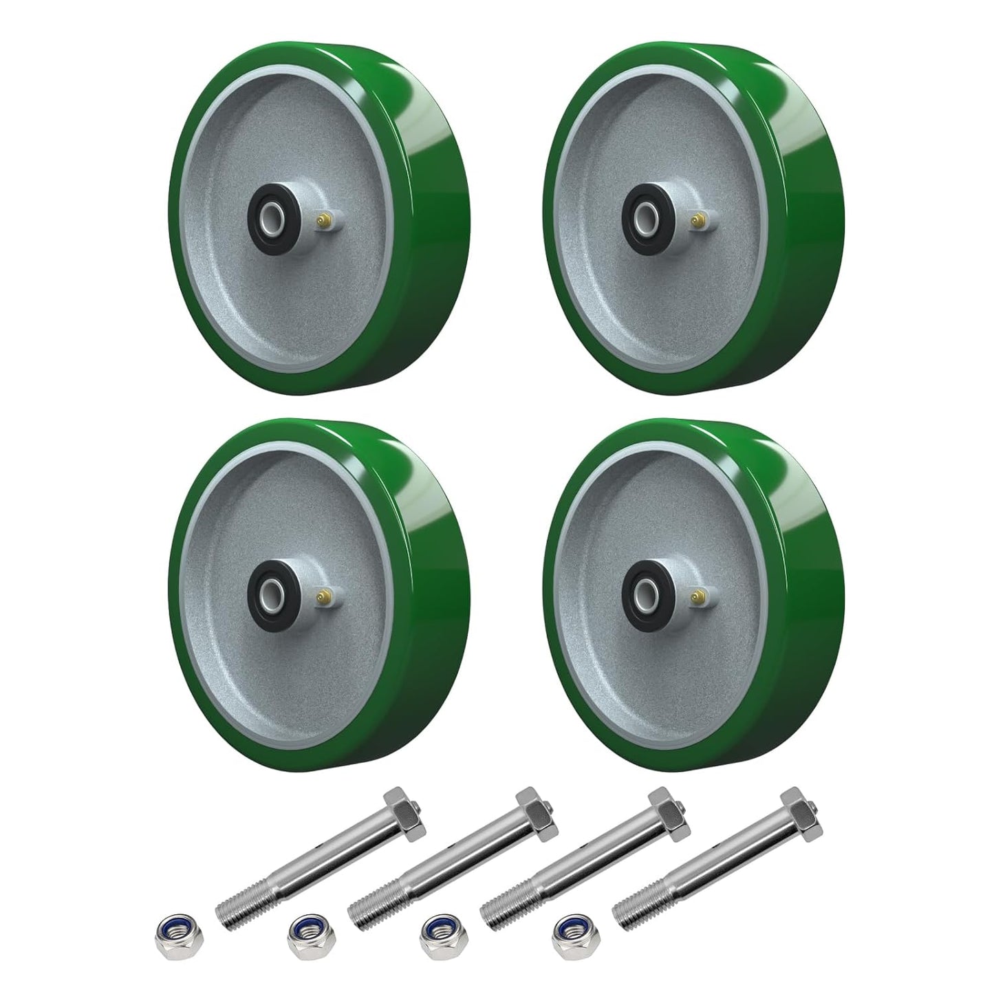 2" Wide Polyurethane on Aluminum Wheel (Green)
