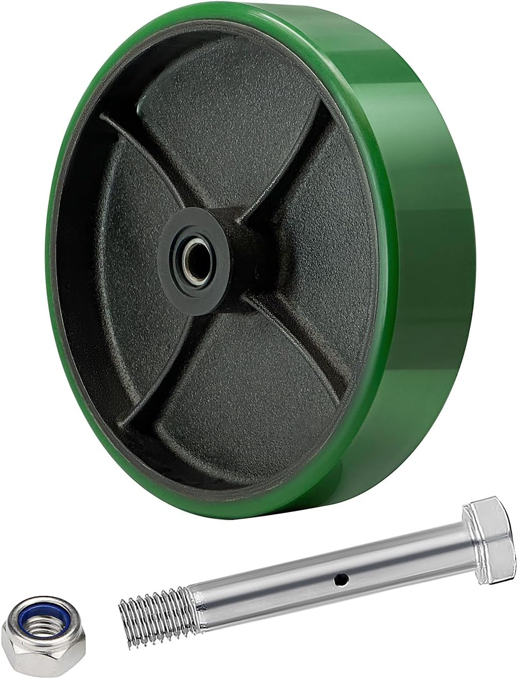 2" Wide Polyurethane on Cast Iron Wheel (Green)